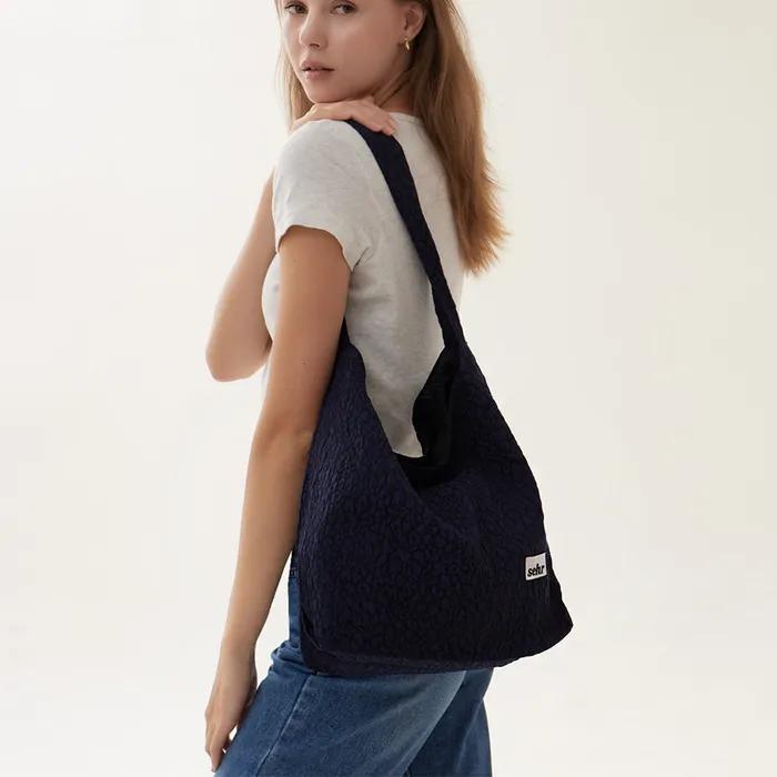 Wrinkle Leopard Hobo Bag (Navy)