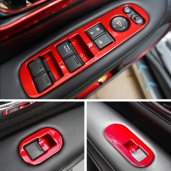 For Honda HRV HR-V 2016- ABS Red Window lift panel switch cover trim 4pcs