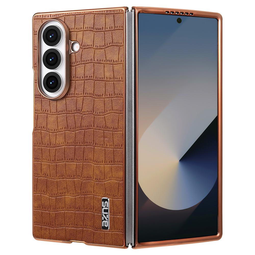 AZNS For Samsung Galaxy Z Fold7 5G Case Electroplating Crocodile Texture PU+PC Phone Cover