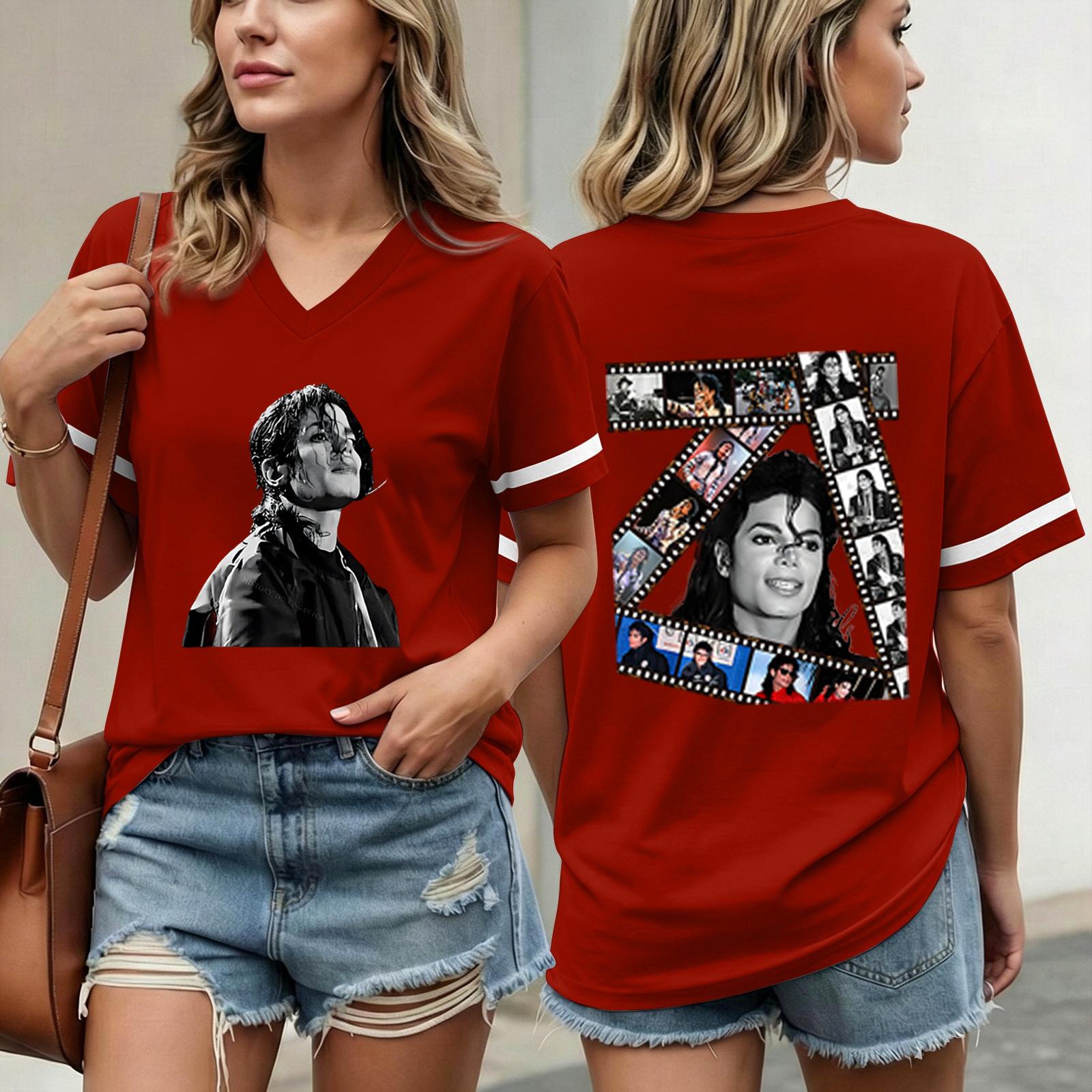 Women s Fashionable Casual Short Sleeved Printed T-Shirt V-neck Top S