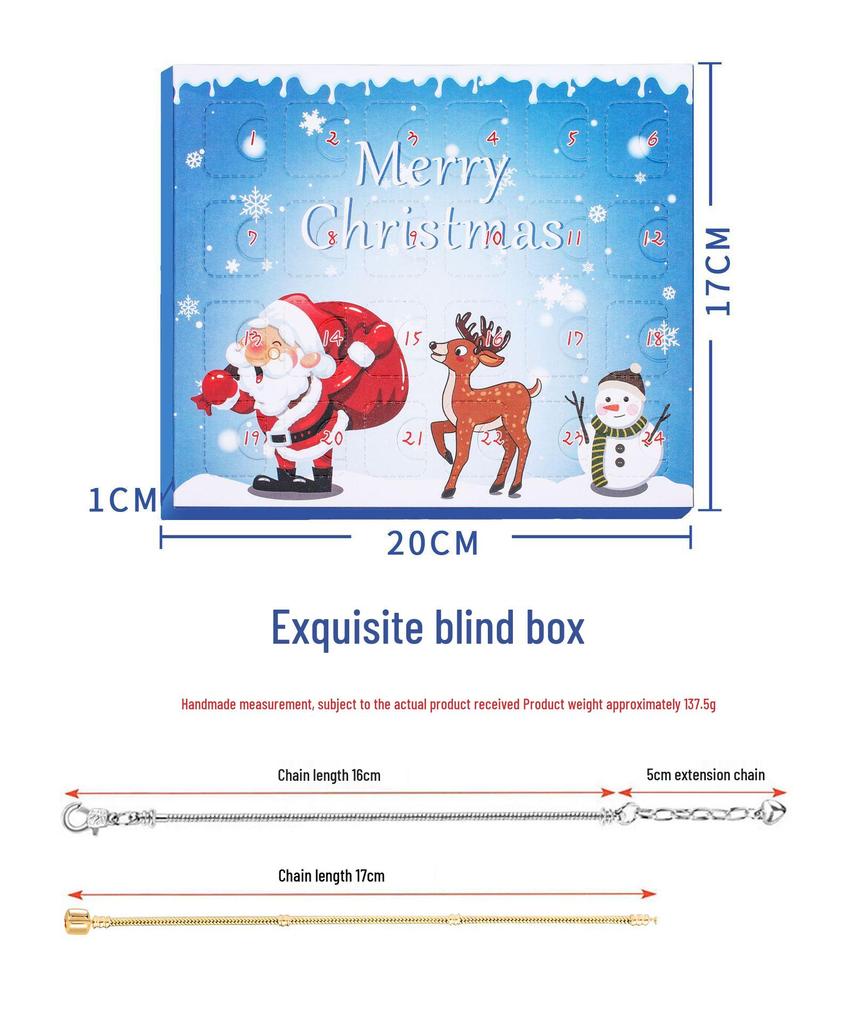 Envelope Calendário do Advento de Natal de 24 Compartimentos: Pulseira DIY e Cartão de Felicitações de Bênção Presente para Crianças