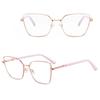 Damskie Okulary Kocie  Oczy Zerówki Do Komputera Blue Light Z Fleksami 25145G Złoty/Perłowy