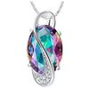 Fashion Women Rainbow Faux Topaz Pendant Necklace Earrings Ring Jewelry Set
