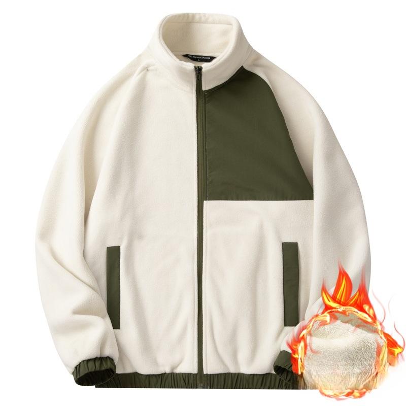 

Autumn and Winter Coat Men s Fleece Thickened Lamb Fleece Cardigan Sweater Outdoor Fleece Double-sided Fleece Jacket L