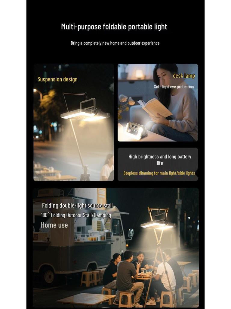 Foldable Multi-Source LED Camping Lantern with USB Charging