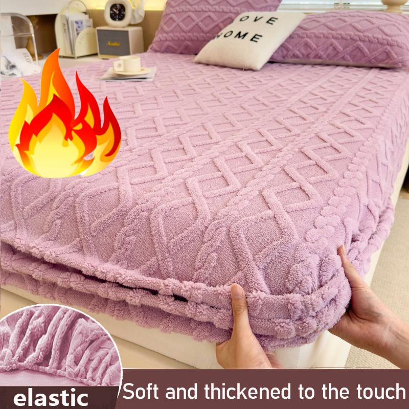 2025 New Solid Color Tafu Fleece Fitted Sheet Household Mattress Protective Cover Non-slip Single Piece No Pillowcase