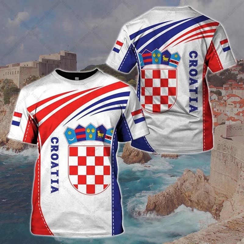 T-shirt personalizzate con grafica teschio emblema della Croazia T-shirt casual estive per uomo donna e bambino T-shirt oversize streetwear a maniche corte