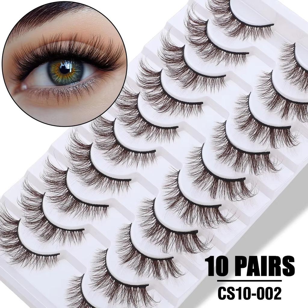 Bulk Pack 10 Pairs for Wispy Volume False Eyelashes Natural Look Faux Mink Cruelty-Free Custom Logo Sets Mix Length