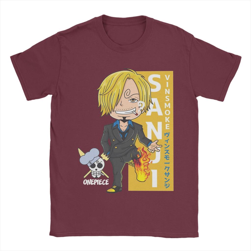 Mens Chibi Sanji T Shirts Ones Pieces Pure Cotton Clothes Leisure Short Sleeve Crewneck Tees Birthday Gift TShirt