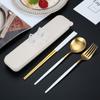 Portable Tableware Picnic Stainless Steel Cutlery Set Dinnerware Coffee Spoon Chopsticks with Box Kitchen Utensils for Children