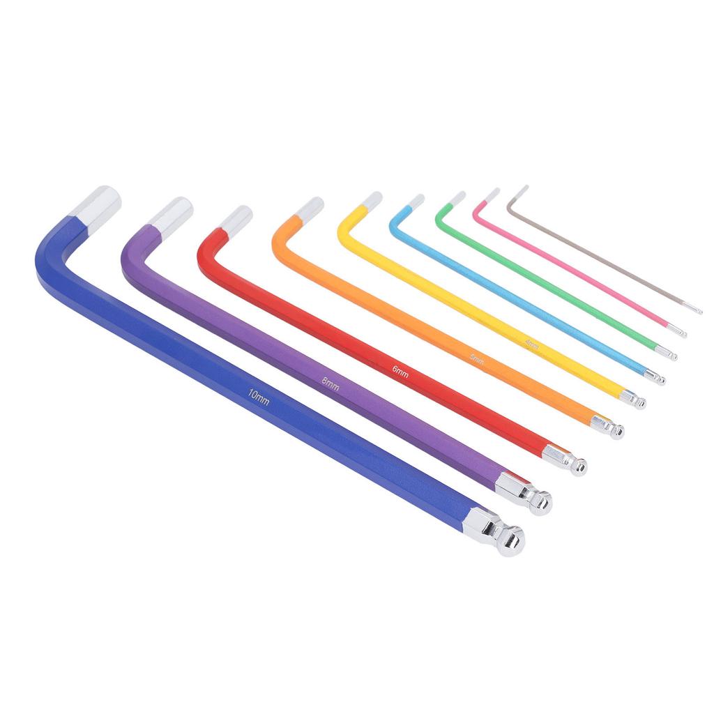 9-teiliges Sechskant-Schlüsselset CR V Rutschfest Mehrfarbig Multifunktional Langarm Sechskantschlüssel-Set für Klein