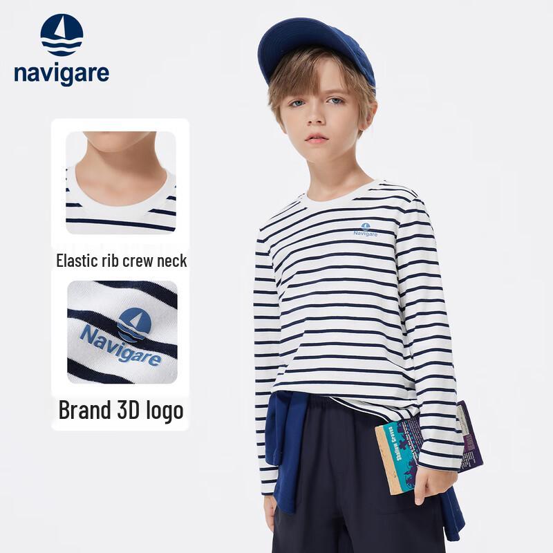 Navigare Boys' Long-Sleeve Striped Cotton Tee