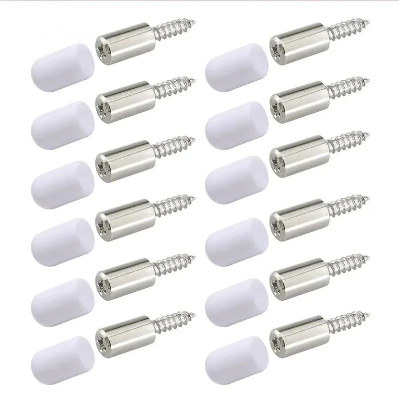 12Set Cross Self-tapping Screw with Rubber Sleeve Laminate Support Homemade Wardrobe Cabinet Glass Hard Nonslip Partition Nail