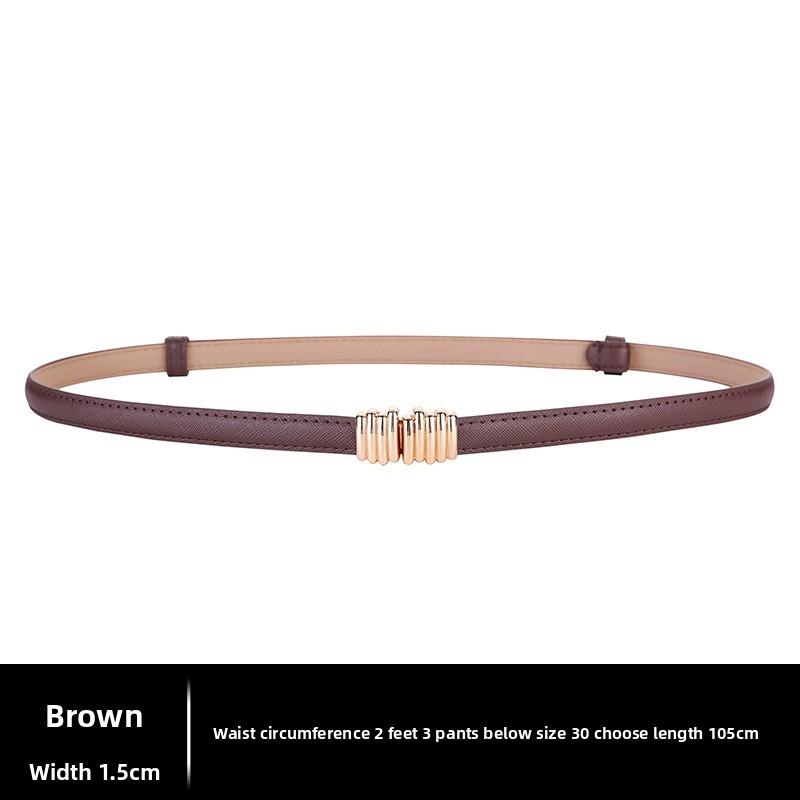 Classic Leather Waist Belt For Women With Adjustable Alloy Buckle Minimalist Fashion