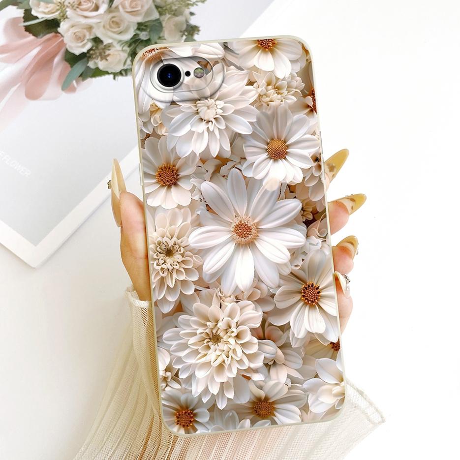 For Apple iPhone SE 2020 Case iPhoneSE 2022 Luxury Flowers Cartoon Painted Cover Soft Silicone Case For iPhone SE 2022 2020 Bags