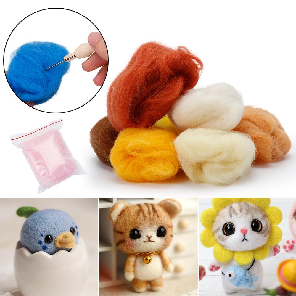 Useful Starter Tool Kit Foam Mat Wood Handle Sewing Tool Set Needle Felting Kit Wool Roving Felting