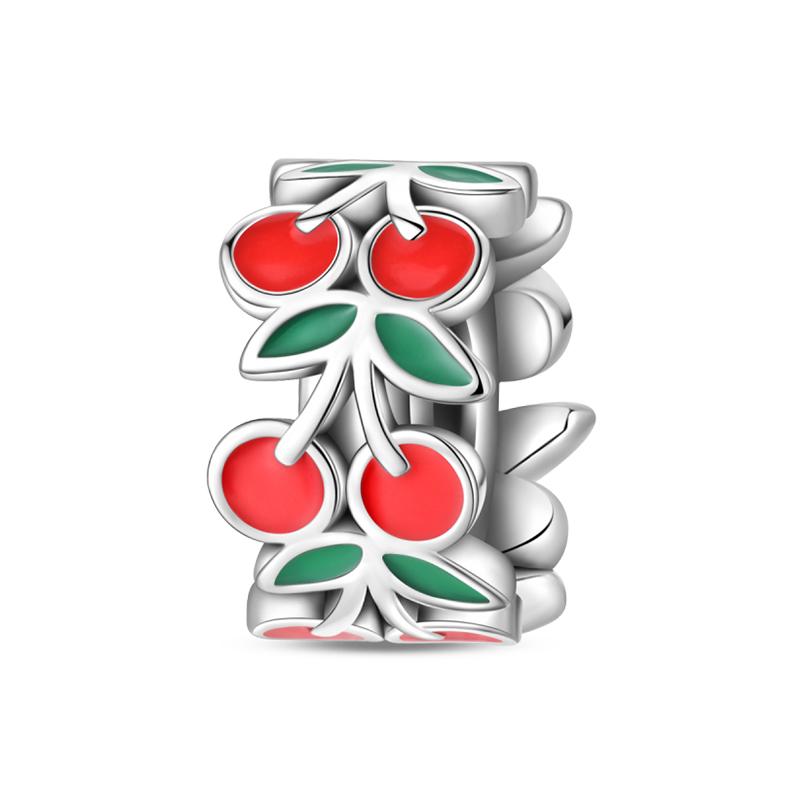 Fits Pan Braceletscopper Charms Color Strawberry Cherry Blueberries Fruit Sweet Original Diy Jewelry Birthday Fine Gifts