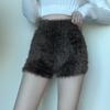 Woman Sexy Shorts Furry Casual Slim Shorts Women's Autumn Winter High Waist Stretch Knit Shorts
