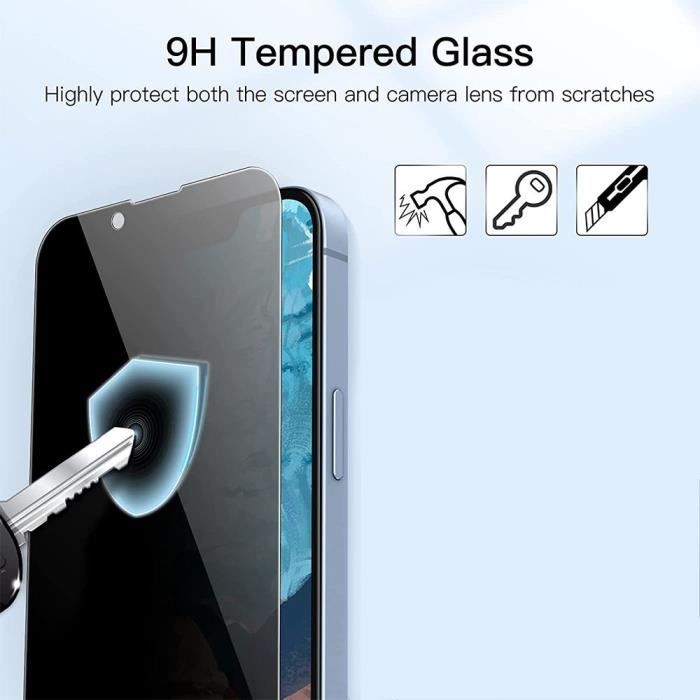 [4 pièces] Verre Trempé Anti-espion pour iPhone 14 (6,1")