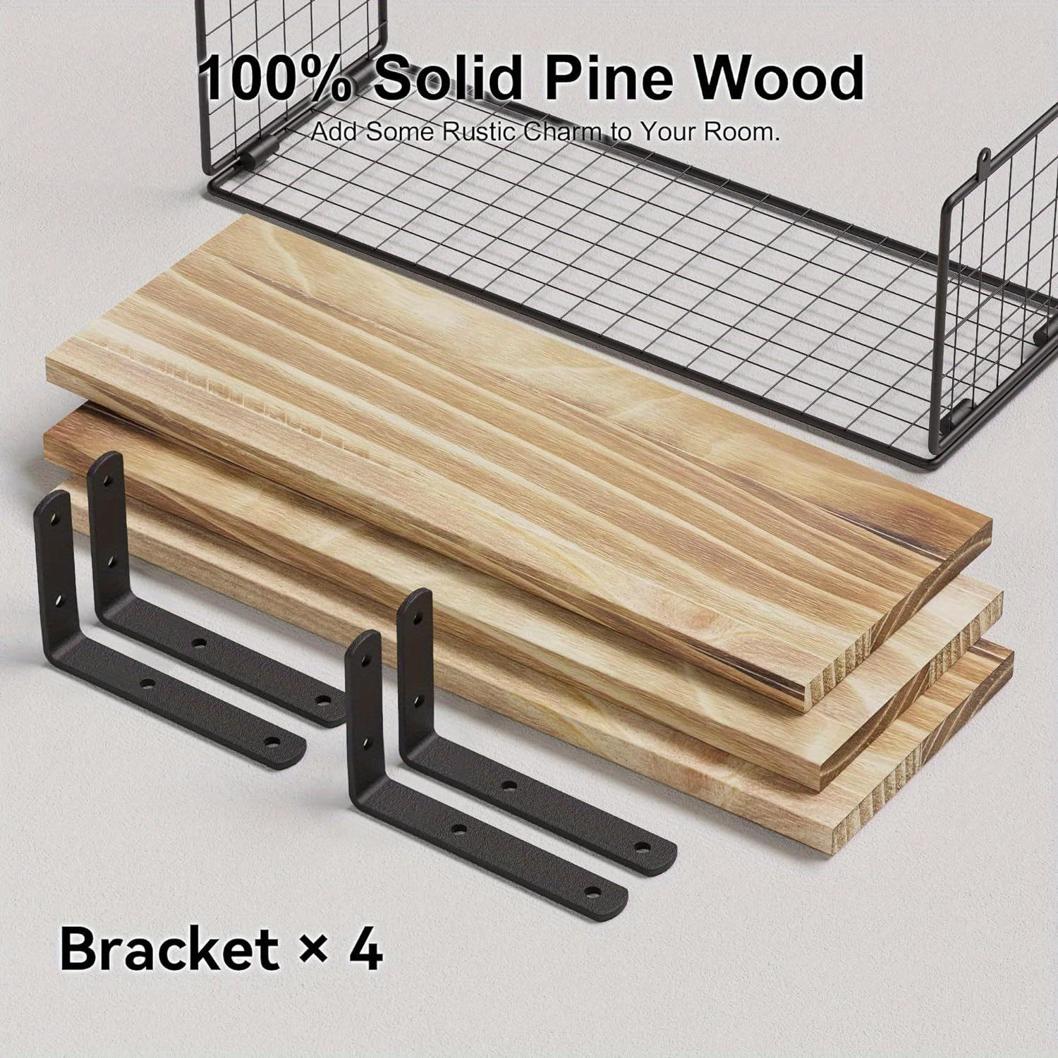 

Настенная плавающая стойка с корзиной для хранения, деревянная рама для ванной комнаты, L-образный металлический кронштейн, стеллаж для хранения, стеллаж для хранения