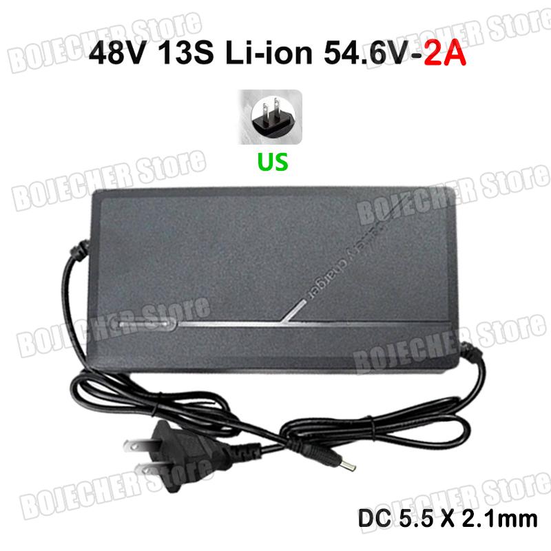36V 48V 2A 5A Lithium Battery Charger Battery Pack 42V 54.6V 10S 13S Intelligent Fast Charging 110-240V Smart Charger US Plug