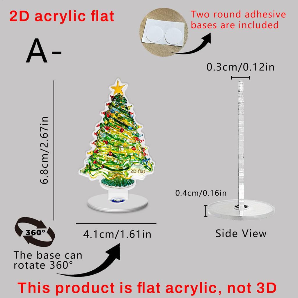 Christmas Tree Statue 3 Pieces 2D Acrylic Winter Holiday Decoration Christmas Tree Desk Ornament For Party Tabletop Mantel Home