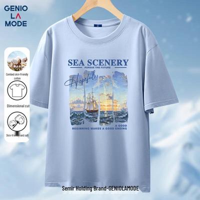 T-shirt da uomo a maniche corte in puro cotone GENIOLAMODE