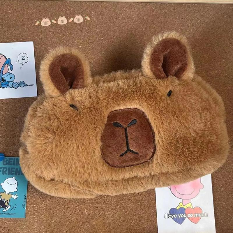 Niedliche Plüsch Capybara Stifttasche Cartoon Tier Stifteetui Multifunktionale Große Kapazität Schreibwarenbeutel