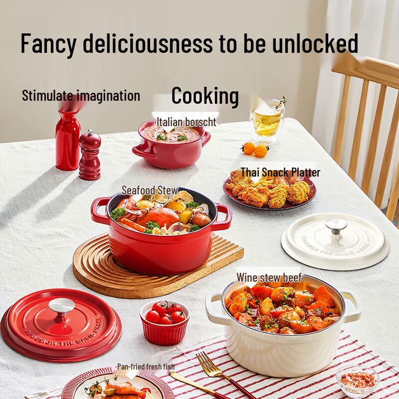 COOKER KING 24cm Cast Iron Enamel Stew Pot