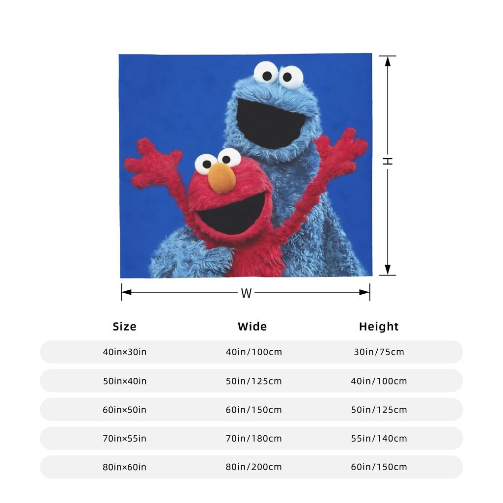 Sesame Street Cartoon Blanket Cover Tv Show Plush Throw Blanket Airplane Travel Decoration Soft Warm Bedspread