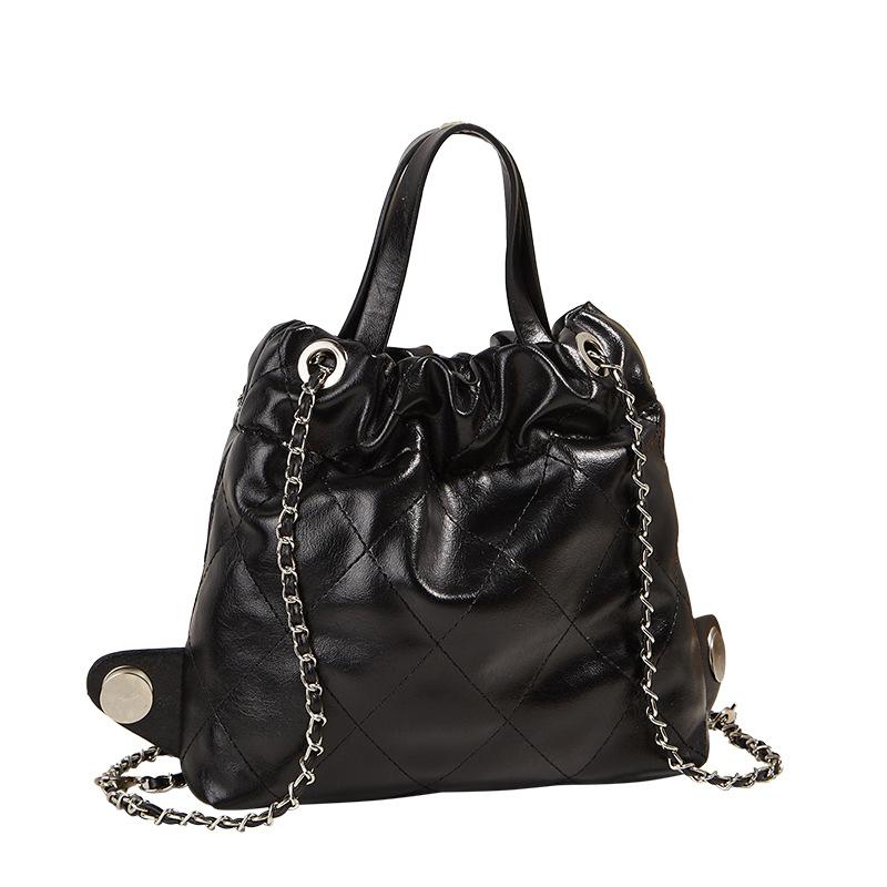 Women's Bag Niche Design Diamond Chain Backpack Portable Bucket Bag Advanced Sense of Solid Color Backpack