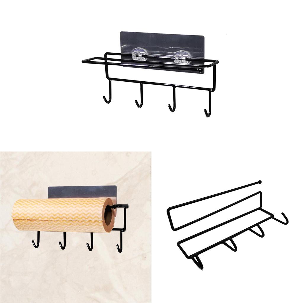 Iron Wallmounted Organizer With Removable Hooks For Kitchen Bathroom Storage And Towel Hanging