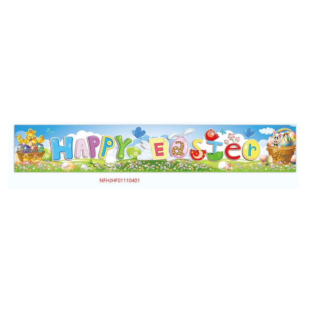 300 * 50Cm Easter Courtyard Porch Fence Decorative Banner Rabbit Egg Poster Custom