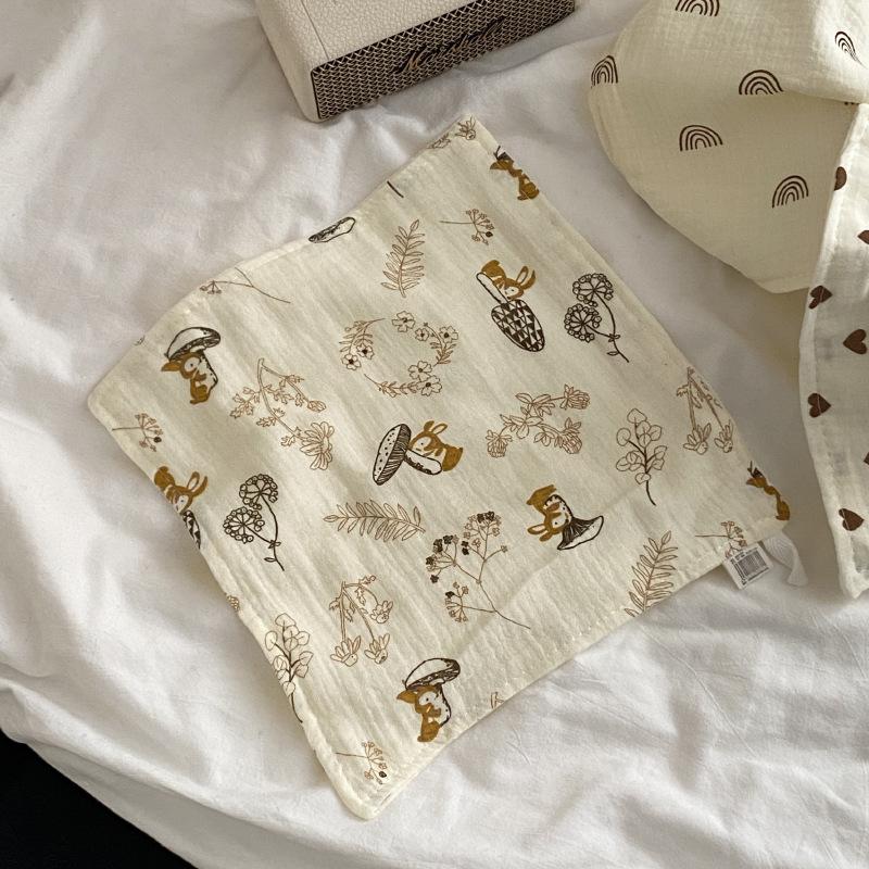 25x25cm Simple, Cute and Fresh Cotton Yarn Absorbent Face Towel Small Square Towels Soft Household Cleaning Tool Accessories