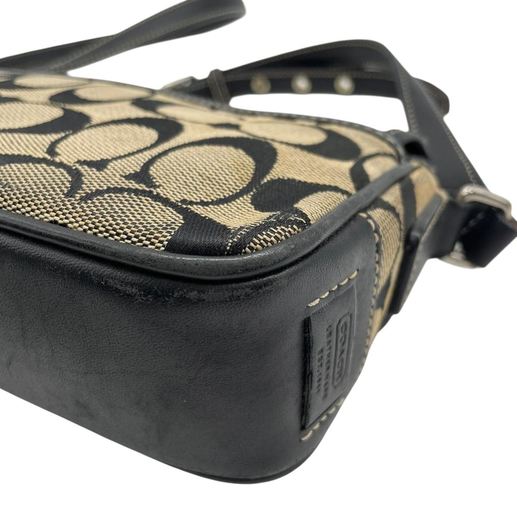 Used COACHShoulder Bag black/beige canvas/leather Women