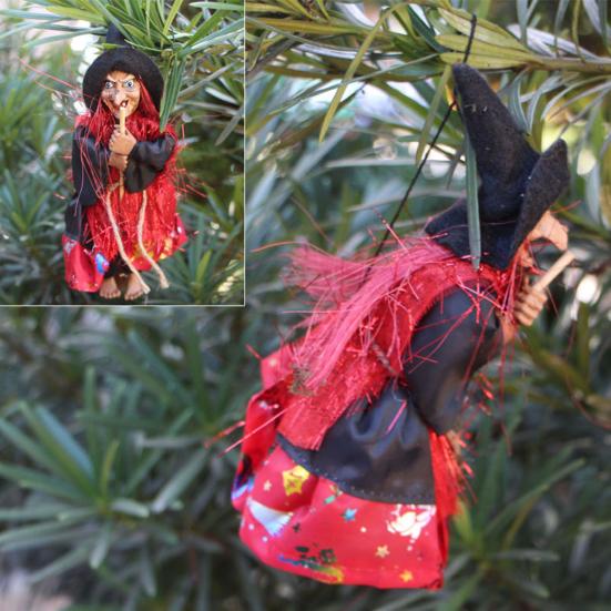 Halloween Ornament Realistic Looking Scary Facial Expressions Fine Texture Long Lifespan Wide Application Decorative Cloth DIY Hanging Witch Toys