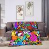 Super Warm BlanketKids Adult Camping Cartoon Cute Doodle Throw Blanket Flannel Bedspread For Outdoor Novelty Sofa Bed Cover