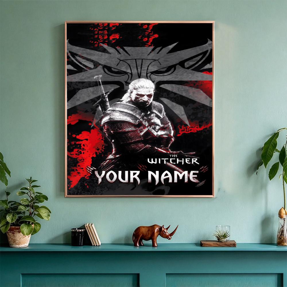 The Witcher 3 Customize Your Name Diamond Painting Round Diamond Diy Frameless Holiday Artwork Suitable For Home Office Wall Decoration