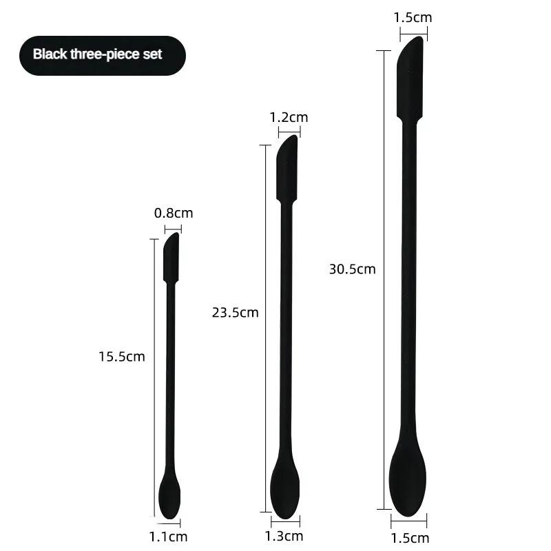 3 Adet Silikon Spatula Seti Çift Başlı Kazıyıcı Kozmetik Reçel Krem Derin Şişe Mini Spatula Uzatılmış Küçük Uçlu Spa Makyaj Aracı