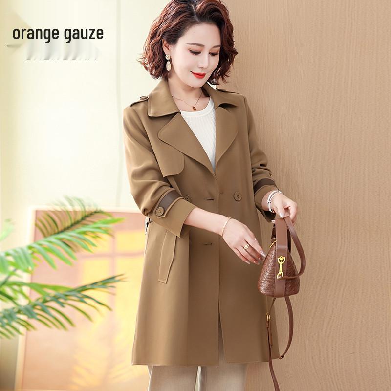 

Стильный тренч средней длины для женщин среднего возраста на 2025 год - Весенняя мода XL (90-110 jin)