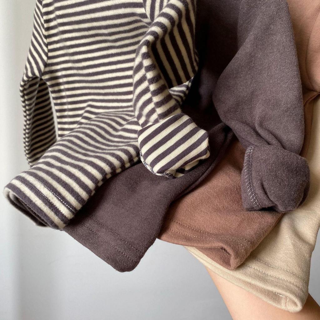 GL-Kids Koszulka bawełniana w stylu koreańskim - Szczotkowana, Pogrubiona, Półwysoki dekolt, Jesień/Zima, Unisex dla chłopców i dziewczynek.