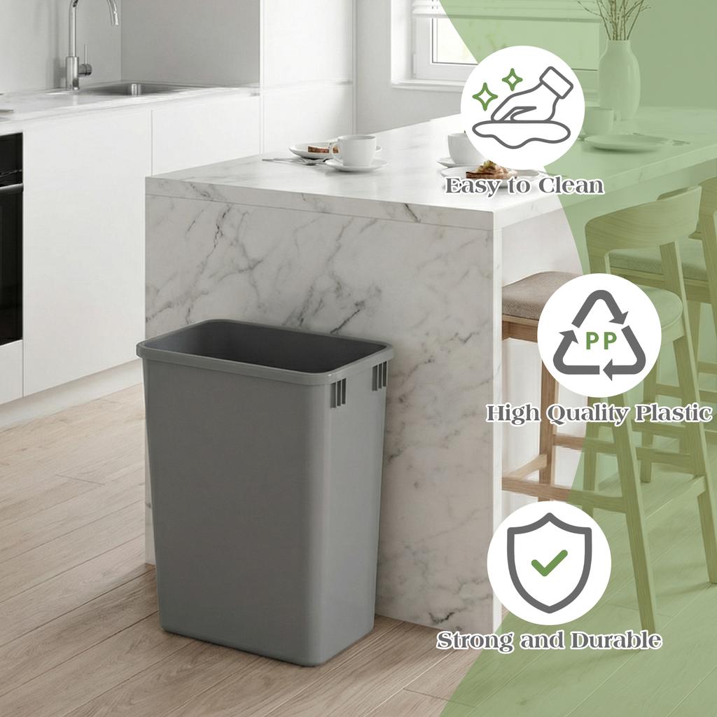 10 Pack 35 QT Waste Trash Rubbish Bin Easy To Clean High Capacity Garbage Can for Bathroom Laundry Living Room Home Workspace