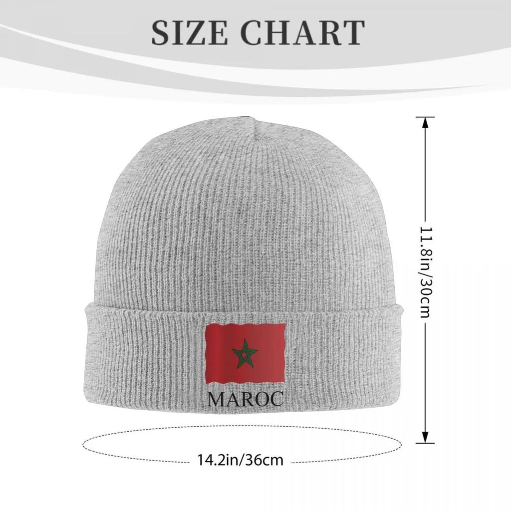 Gorro de Punto Cálido con Bandera de Marruecos Gorro de Punto para Invierno Gorros Calavera Gorros Hip Hop para Unisex