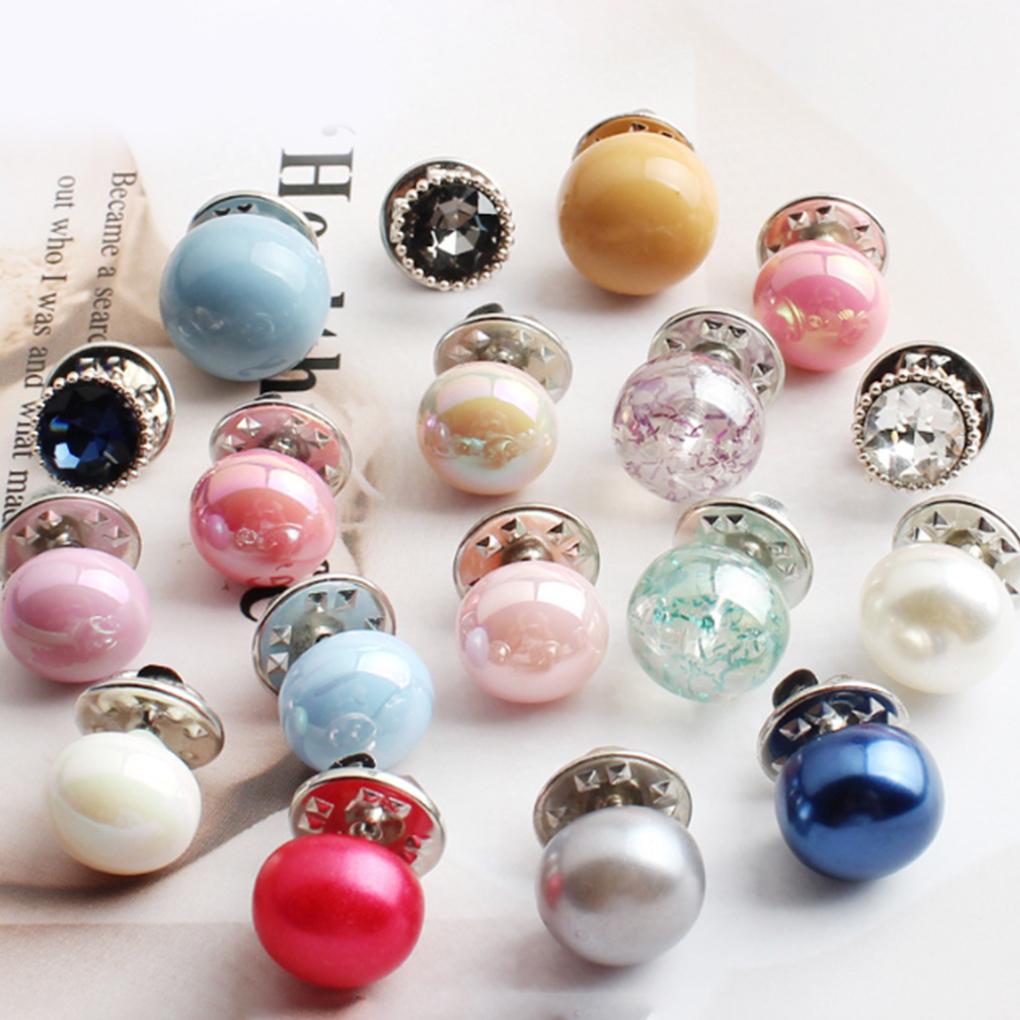 10Pcs Faux Pearl Buttons Round Decoration Beads Without Sewing for Anti-exposure Coat Sweater Clothes