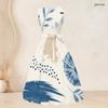Women Plus Size Two Piece Set Round Neck Sleeveless Tie Waist Flared Dress 3 4 Sleeve Draped Cardigan Blue White Printed