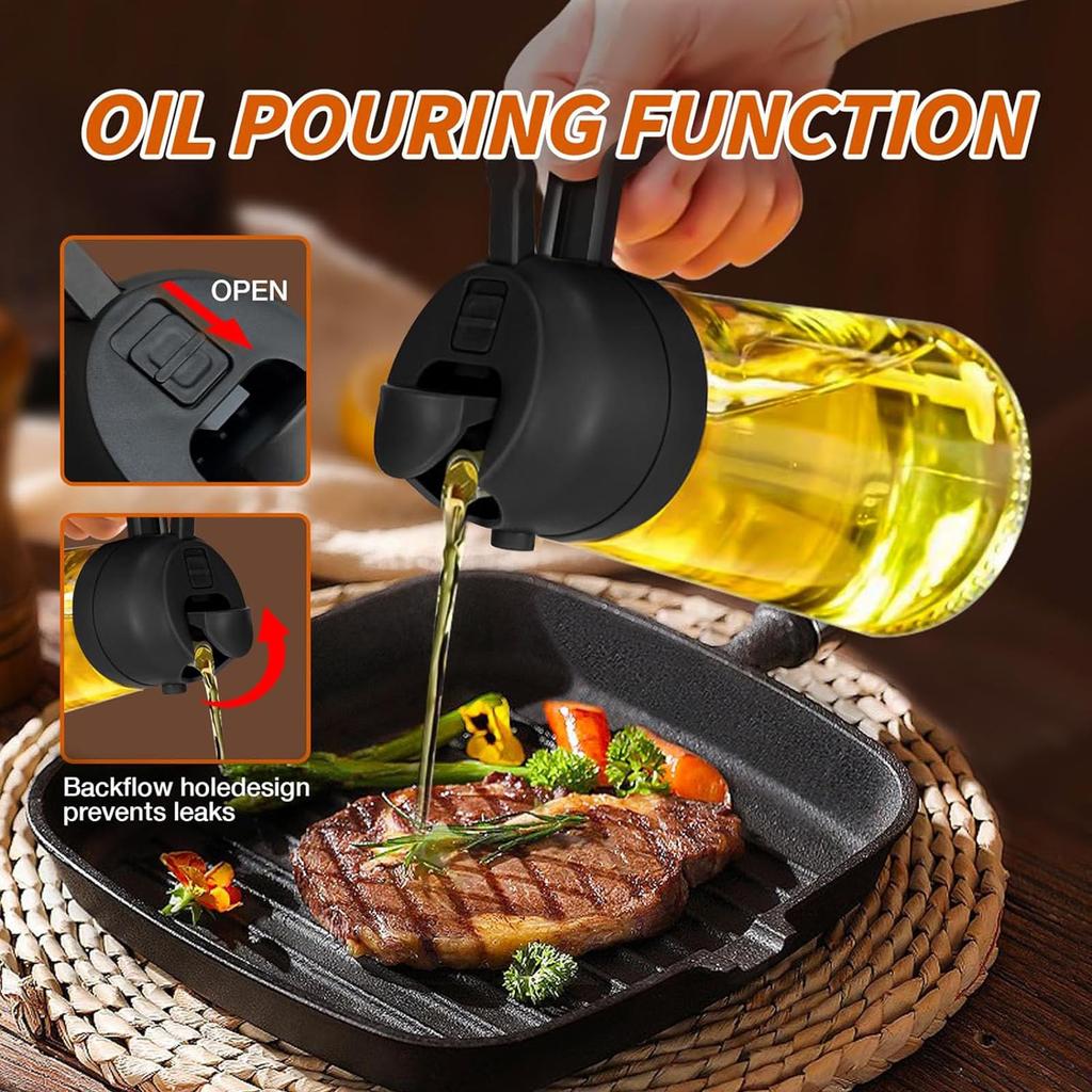 Olive Oil Sprayer for Cooking 2 in 1 Olive Oil Dispenser for Kitchen Gadgets Food-grade Oil Mister for Air Fryer Salad Frying