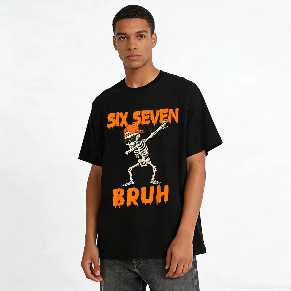 Halloween Skeleton Dab Six Seven Bruh Kids Top Pure cotton T-shirt