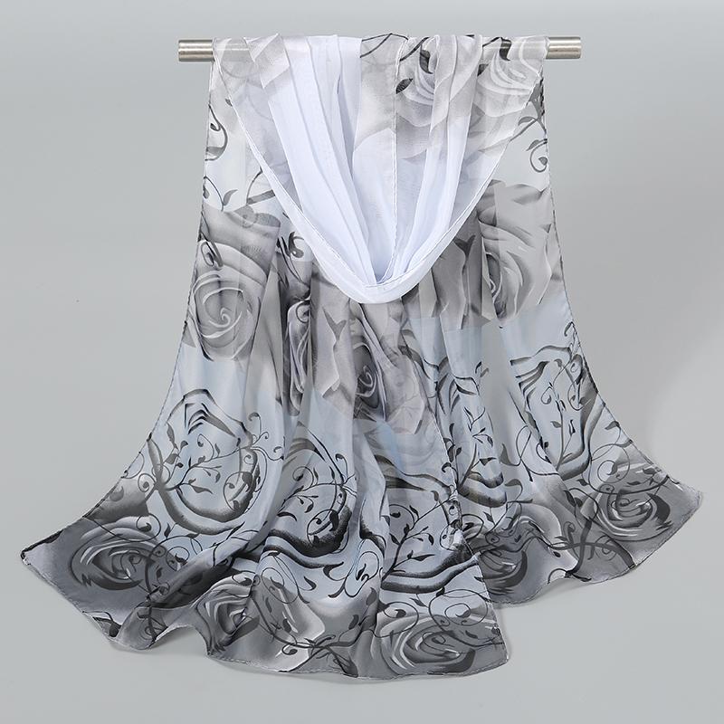 Indian Style New Chiffon Scarves Women Breathable Thin Simulation Silk Scarf Ladies Shawl And Wraps Women Printing Hijab Stole