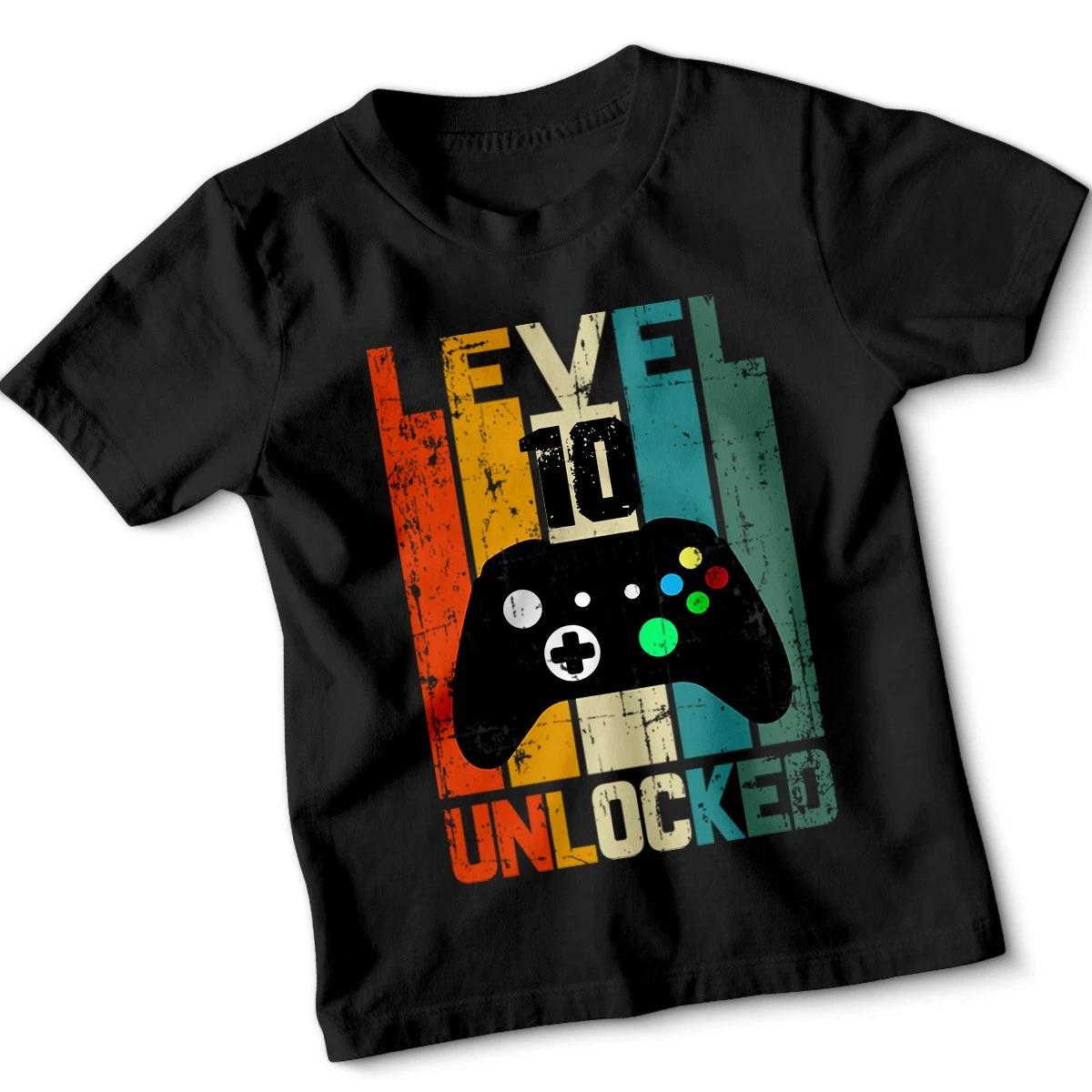 Level 10 Unlocked Gaming Birthday Kids T-Shirt Boys Girls 10th Celebration 160