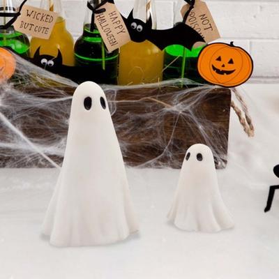 2 Pcs Halloween Ghost Figurine Resin Ghost Sculpture Cute White Ghost Statue Home Table Centerpieces Mini Ghost Ornament for Kitchen Shelf Fireplace